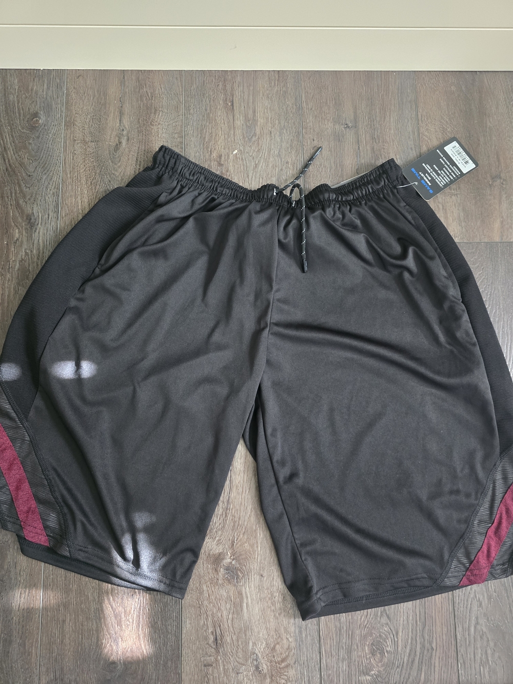 Game Time Men's Black Athletic Shorts with Maroon Side Panels